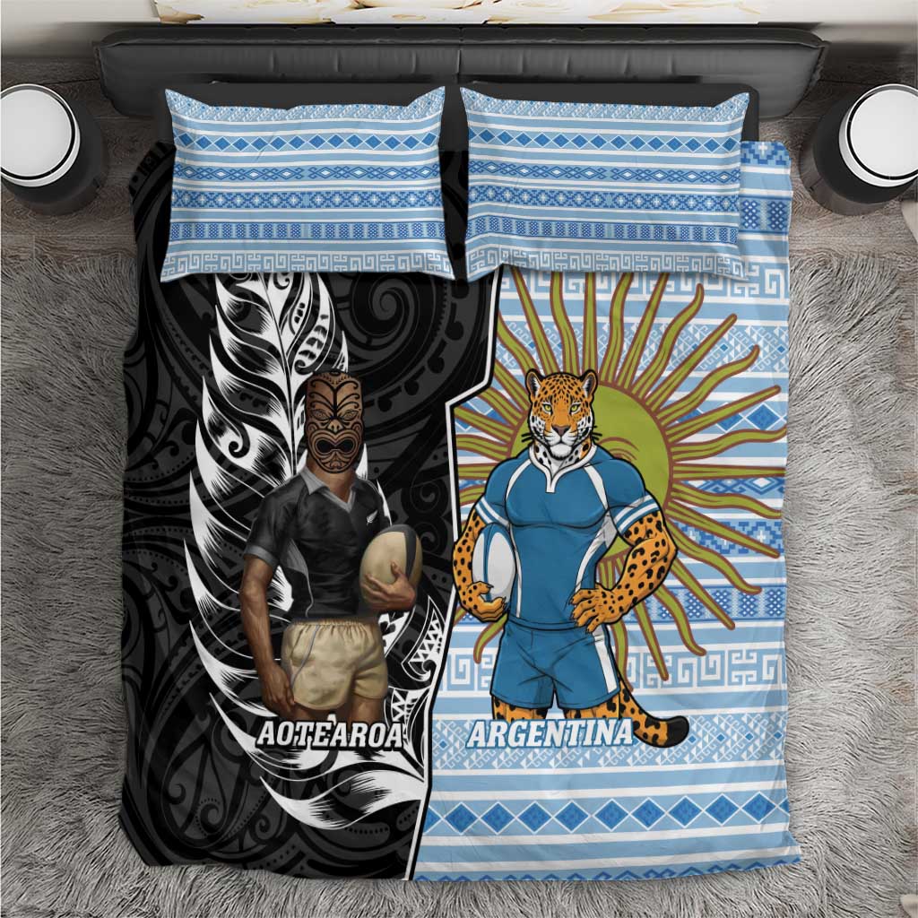 New Zealand Argentina Rugby Bedding Set 2025 Los Pumas All Black Together - Aussie Hoodie