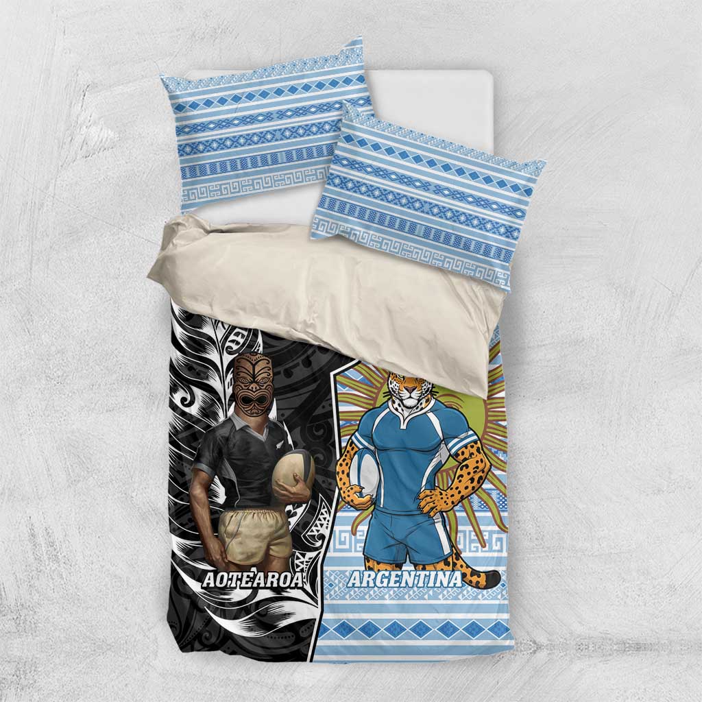 New Zealand Argentina Rugby Bedding Set 2025 Los Pumas All Black Together - Aussie Hoodie