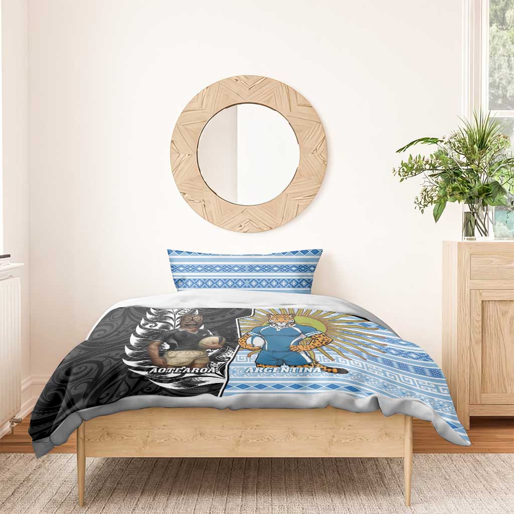 New Zealand Argentina Rugby Bedding Set 2025 Los Pumas All Black Together - Aussie Hoodie