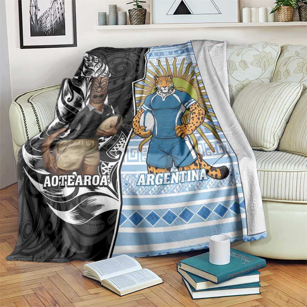 New Zealand Argentina Rugby Blanket 2025 Los Pumas All Black Together - Aussie Hoodie