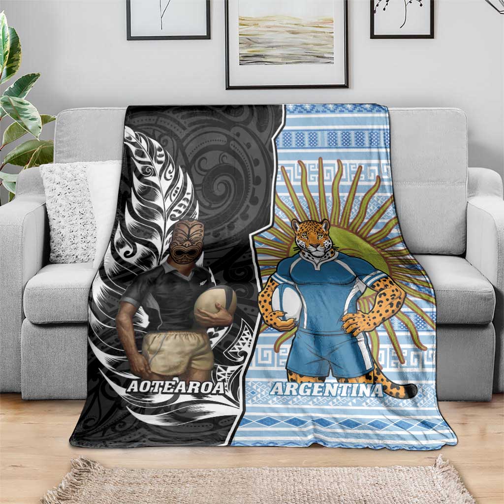 New Zealand Argentina Rugby Blanket 2025 Los Pumas All Black Together - Aussie Hoodie
