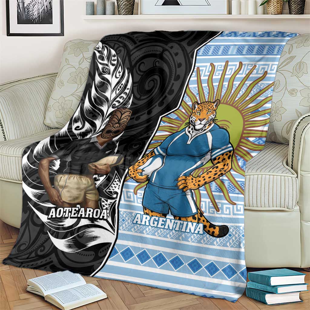 New Zealand Argentina Rugby Blanket 2025 Los Pumas All Black Together - Aussie Hoodie