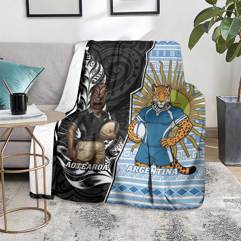 New Zealand Argentina Rugby Blanket 2025 Los Pumas All Black Together - Aussie Hoodie