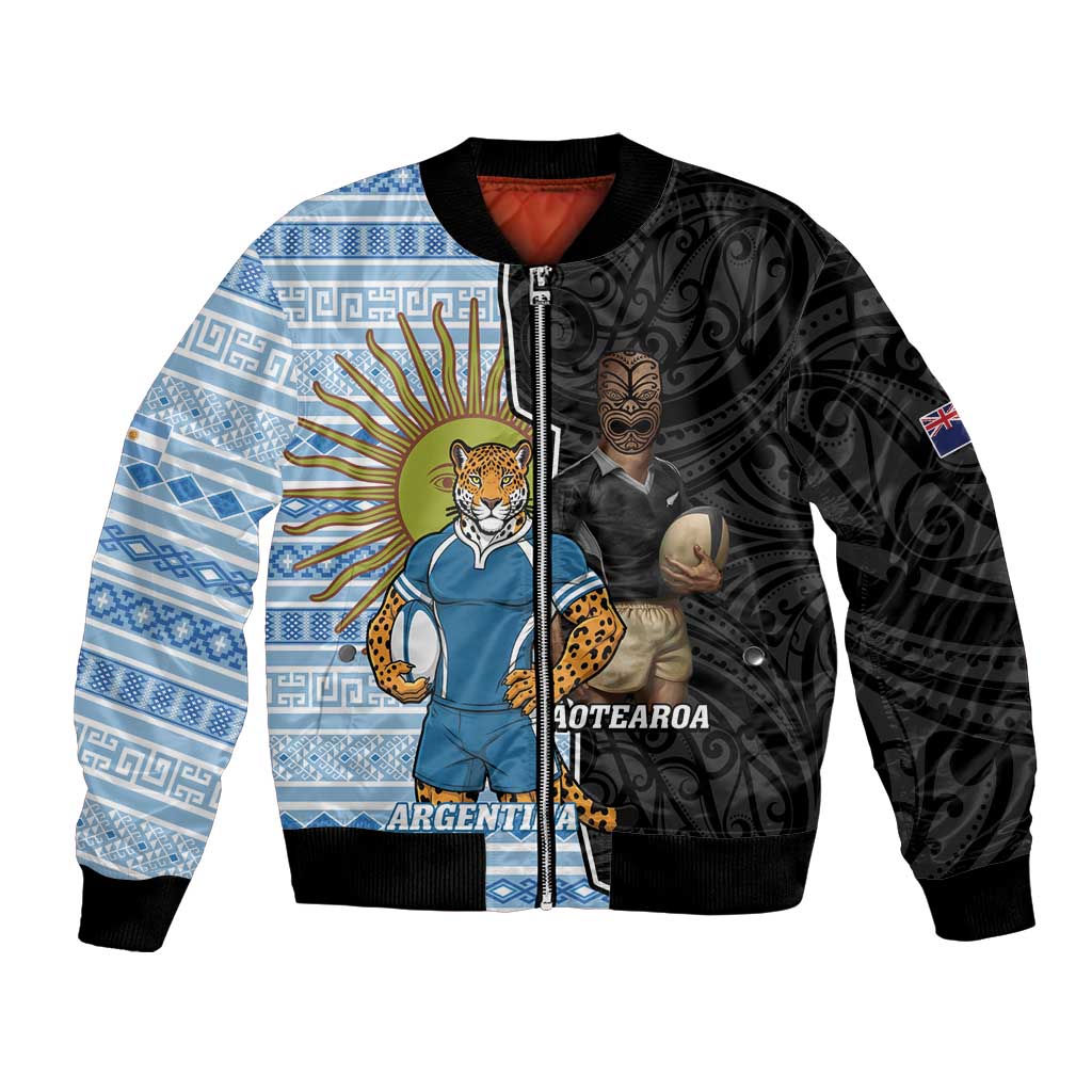 New Zealand Argentina Rugby Custom Bomber Jacket 2025 Los Pumas All Black Together - Aussie Hoodie