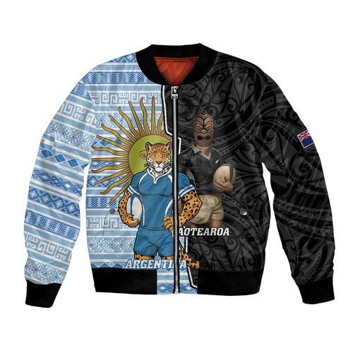 New Zealand Argentina Rugby Custom Bomber Jacket 2025 Los Pumas All Black Together - Aussie Hoodie
