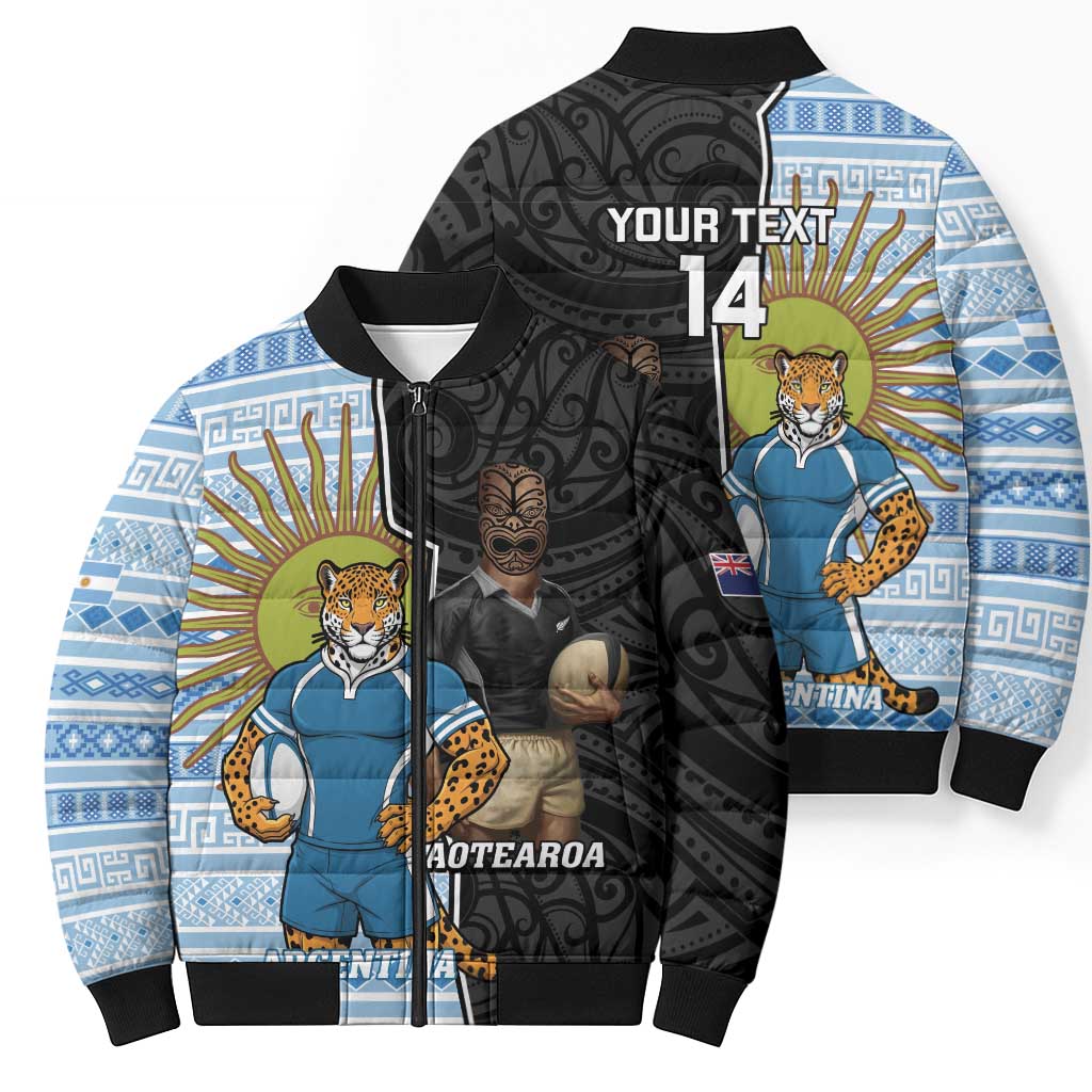 New Zealand Argentina Rugby Custom Bomber Puffer Jacket 2025 Los Pumas All Black Together - Aussie Hoodie
