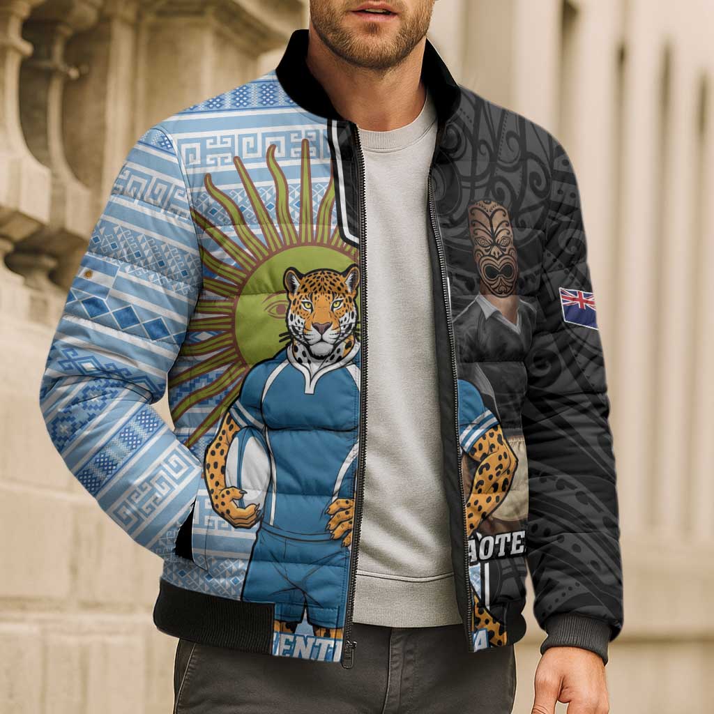 New Zealand Argentina Rugby Custom Bomber Puffer Jacket 2025 Los Pumas All Black Together - Aussie Hoodie