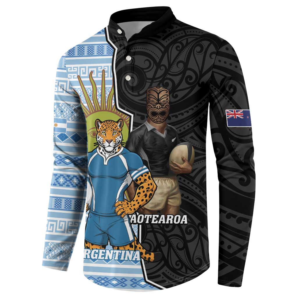 New Zealand Argentina Rugby Custom Button Sweatshirt 2025 Los Pumas All Black Together - Aussie Hoodie