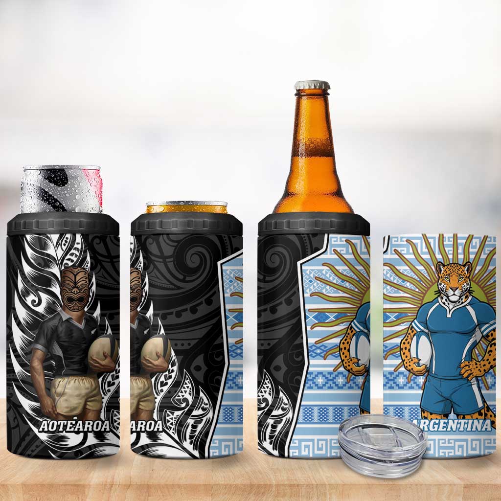 New Zealand Argentina Rugby 4 in 1 Can Cooler Tumbler 2025 Los Pumas All Black Together - Aussie Hoodie