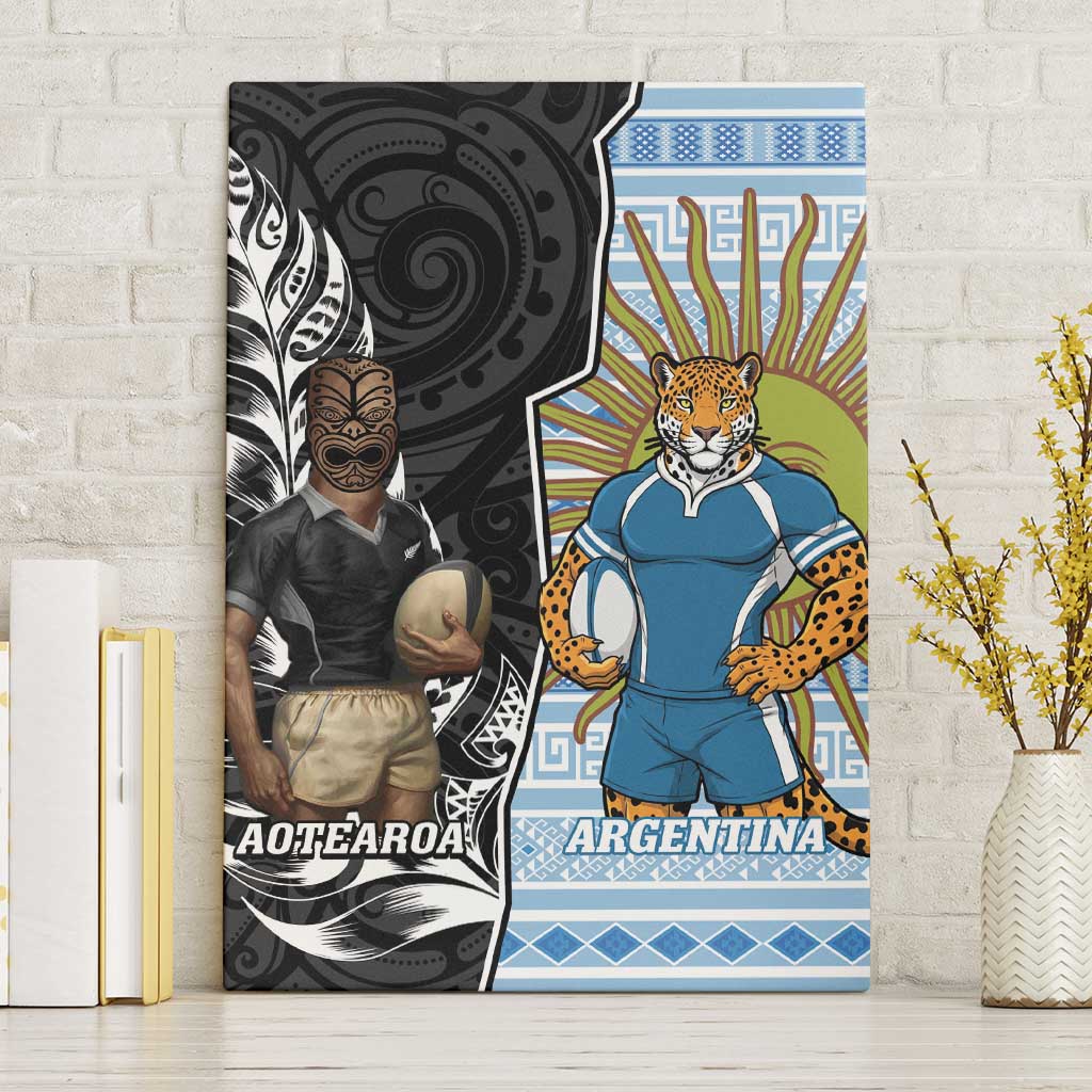 New Zealand Argentina Rugby Canvas Wall Art 2025 Los Pumas All Black Together - Aussie Hoodie