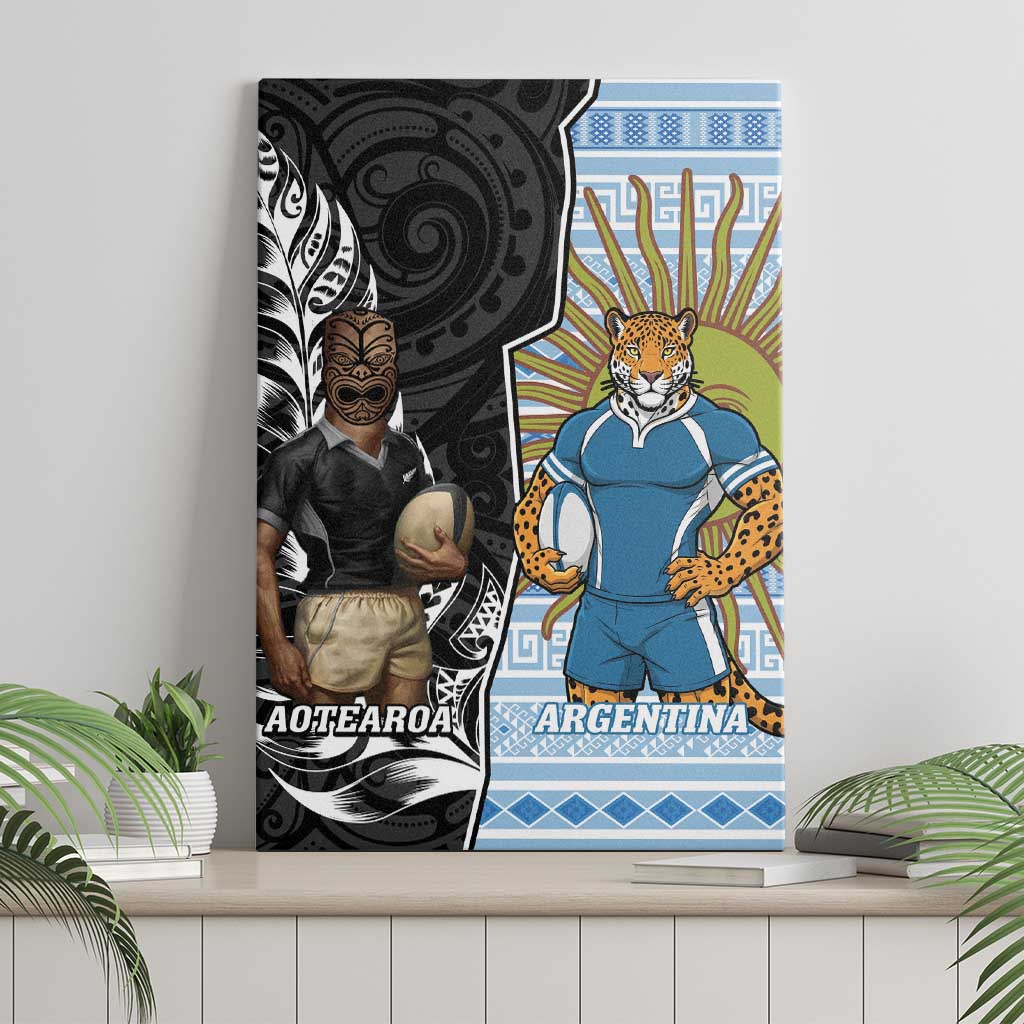 New Zealand Argentina Rugby Canvas Wall Art 2025 Los Pumas All Black Together - Aussie Hoodie