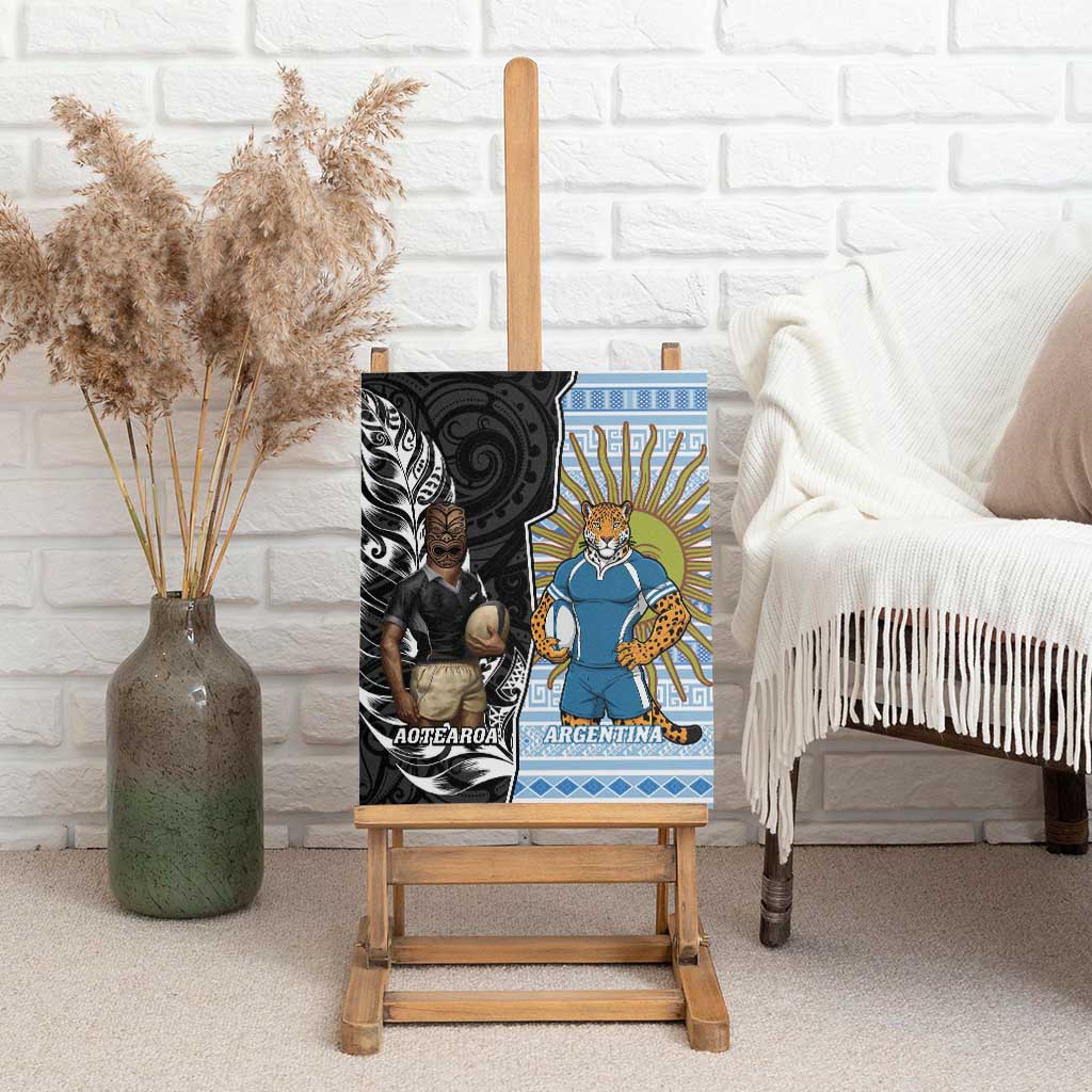 New Zealand Argentina Rugby Canvas Wall Art 2025 Los Pumas All Black Together - Aussie Hoodie