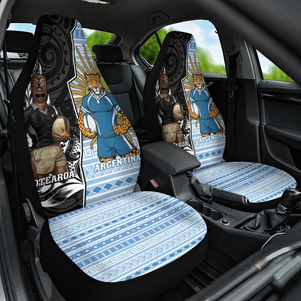 New Zealand Argentina Rugby Car Seat Cover 2025 Los Pumas All Black Together - Aussie Hoodie