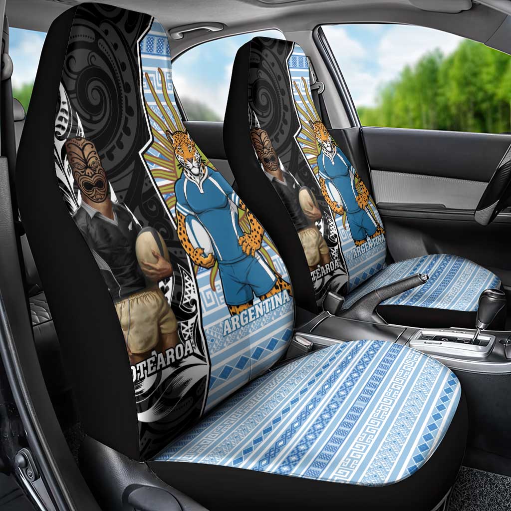New Zealand Argentina Rugby Car Seat Cover 2025 Los Pumas All Black Together - Aussie Hoodie