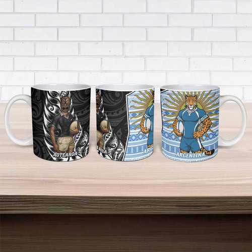 New Zealand Argentina Rugby Ceramic Mug 2025 Los Pumas All Black Together - Aussie Hoodie