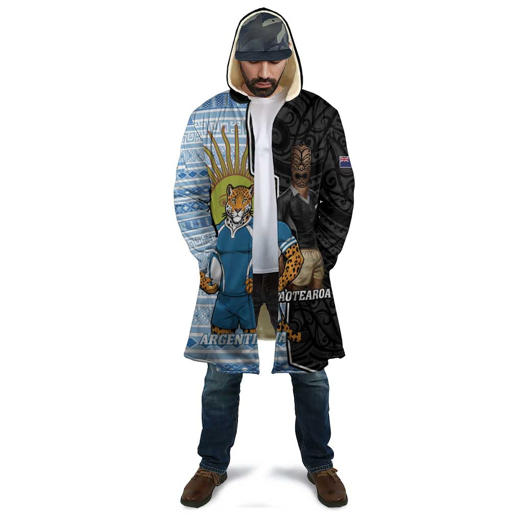 New Zealand Argentina Rugby Custom Cloak 2025 Los Pumas All Black Together - Aussie Hoodie