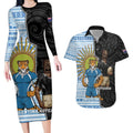New Zealand Argentina Rugby Custom Couples Matching Long Sleeve Bodycon Dress and Hawaiian Shirt 2025 Los Pumas All Black Together - Aussie Hoodie