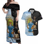 New Zealand Argentina Rugby Custom Couples Matching Off Shoulder Maxi Dress and Hawaiian Shirt 2025 Los Pumas All Black Together - Aussie Hoodie