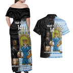 New Zealand Argentina Rugby Custom Couples Matching Off Shoulder Maxi Dress and Hawaiian Shirt 2025 Los Pumas All Black Together - Aussie Hoodie