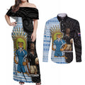 New Zealand Argentina Rugby Custom Couples Matching Off Shoulder Maxi Dress and Long Sleeve Button Shirt 2025 Los Pumas All Black Together - Aussie Hoodie