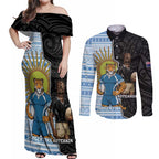 New Zealand Argentina Rugby Custom Couples Matching Off Shoulder Maxi Dress and Long Sleeve Button Shirt 2025 Los Pumas All Black Together - Aussie Hoodie