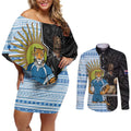 New Zealand Argentina Rugby Custom Couples Matching Off Shoulder Short Dress and Long Sleeve Button Shirt 2025 Los Pumas All Black Together - Aussie Hoodie