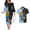 New Zealand Argentina Rugby Custom Couples Matching Off The Shoulder Long Sleeve Dress and Hawaiian Shirt 2025 Los Pumas All Black Together - Aussie Hoodie