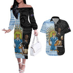 New Zealand Argentina Rugby Custom Couples Matching Off The Shoulder Long Sleeve Dress and Hawaiian Shirt 2025 Los Pumas All Black Together - Aussie Hoodie