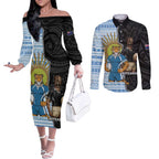 New Zealand Argentina Rugby Custom Couples Matching Off The Shoulder Long Sleeve Dress and Long Sleeve Button Shirt 2025 Los Pumas All Black Together - Aussie Hoodie