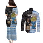 New Zealand Argentina Rugby Custom Couples Matching Puletasi and Long Sleeve Button Shirt 2025 Los Pumas All Black Together - Aussie Hoodie