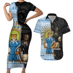 New Zealand Argentina Rugby Custom Couples Matching Short Sleeve Bodycon Dress and Hawaiian Shirt 2025 Los Pumas All Black Together - Aussie Hoodie