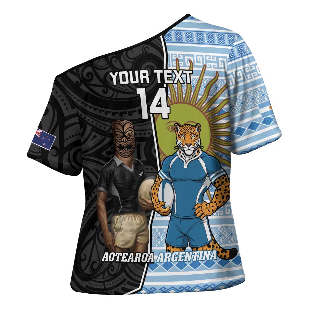 New Zealand Argentina Rugby Custom Cross Shoulder Shirt 2025 Los Pumas All Black Together - Aussie Hoodie