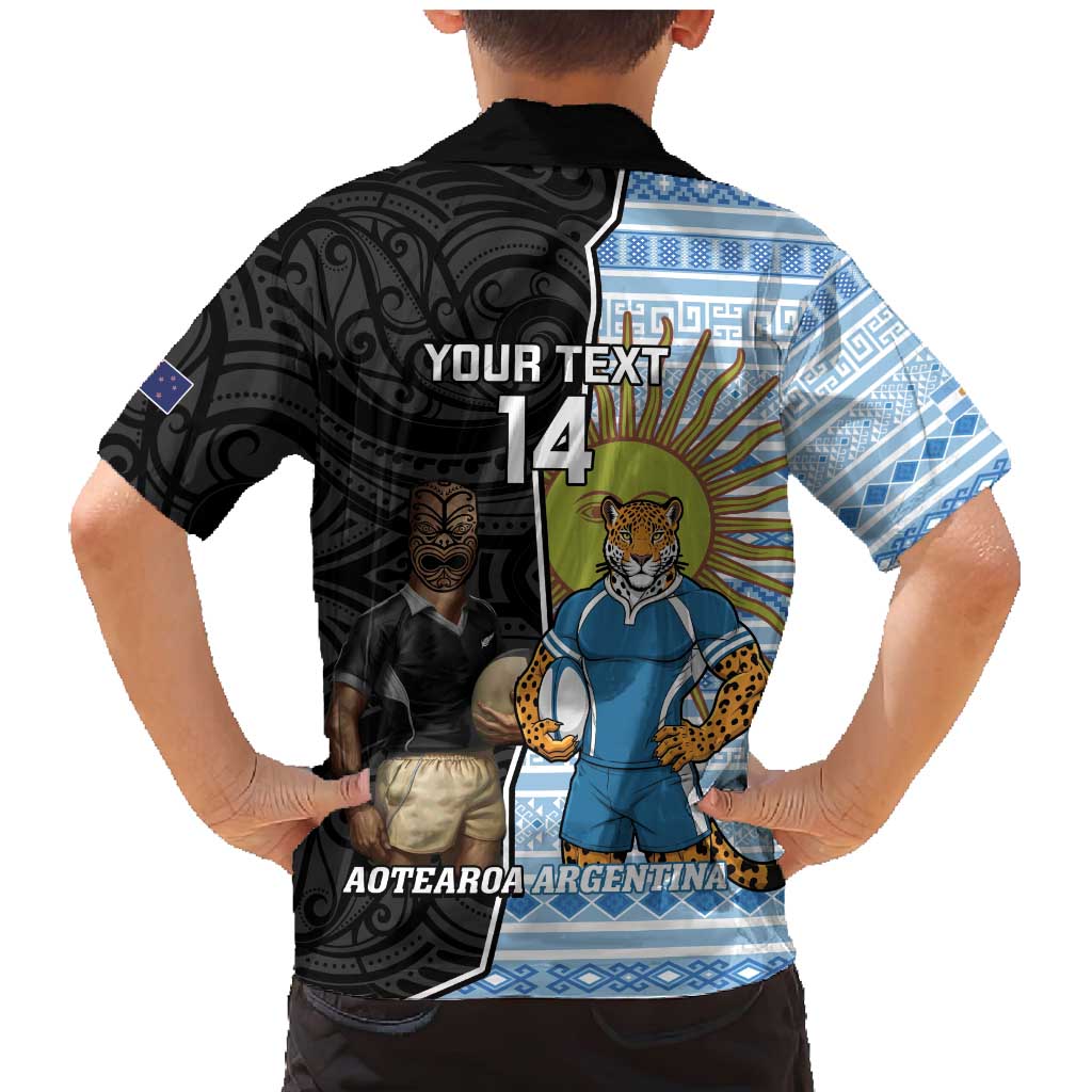 New Zealand Argentina Rugby Custom Family Matching Mermaid Dress and Hawaiian Shirt 2025 Los Pumas All Black Together - Aussie Hoodie