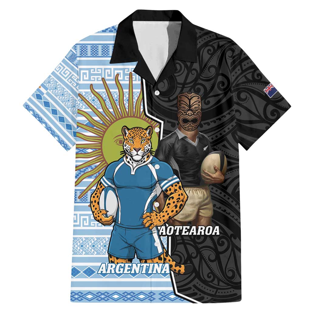 New Zealand Argentina Rugby Custom Family Matching Mermaid Dress and Hawaiian Shirt 2025 Los Pumas All Black Together - Aussie Hoodie