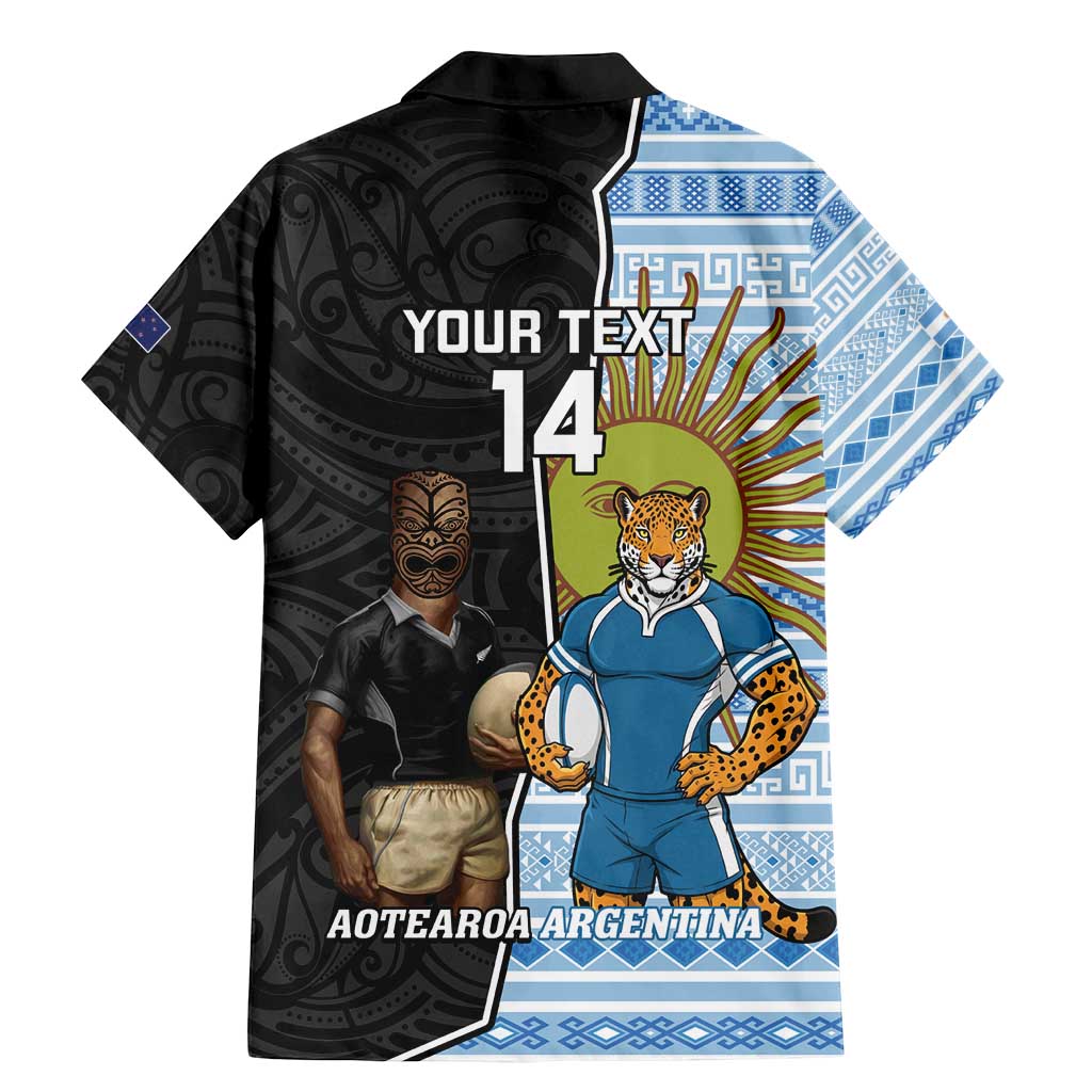 New Zealand Argentina Rugby Custom Family Matching Mermaid Dress and Hawaiian Shirt 2025 Los Pumas All Black Together - Aussie Hoodie