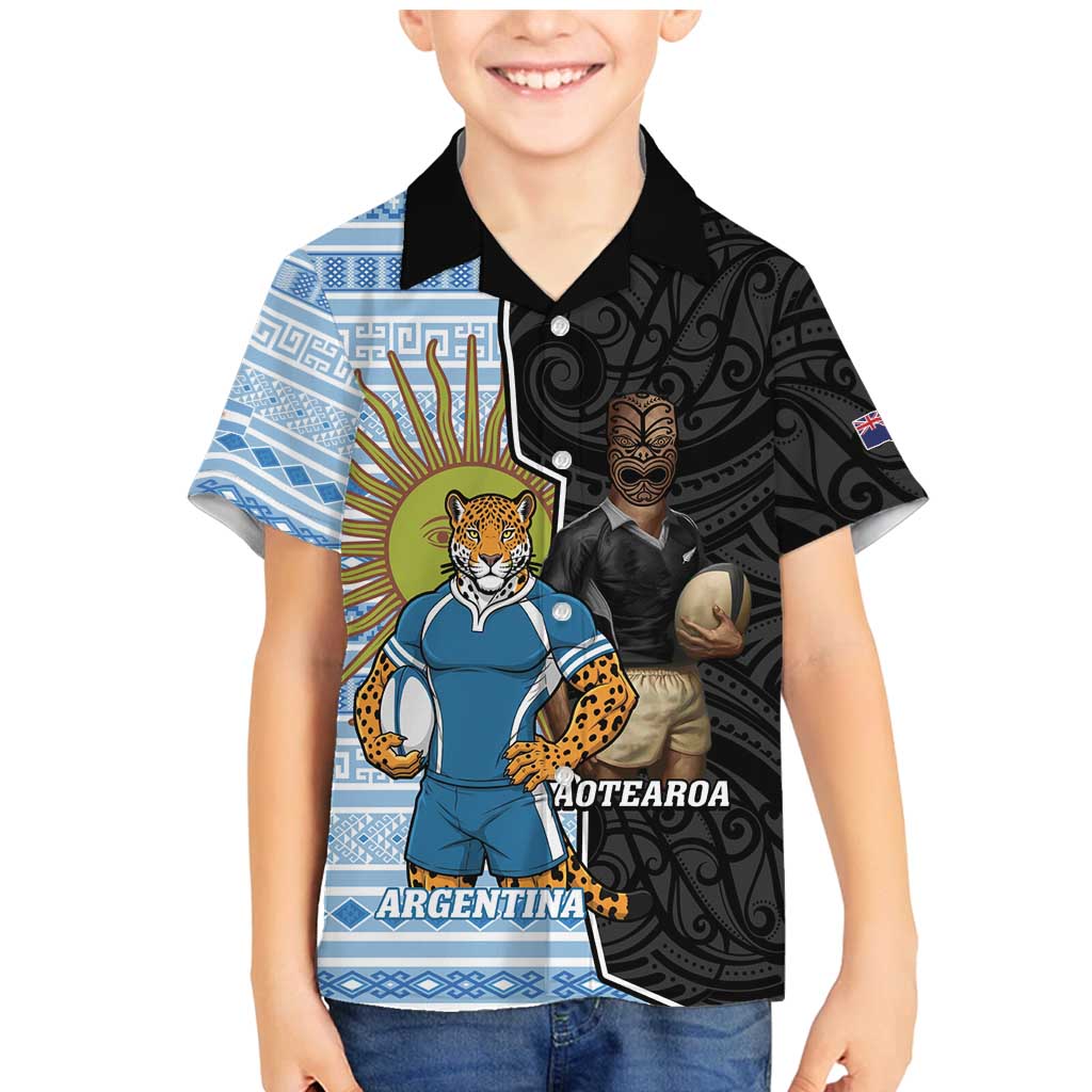 New Zealand Argentina Rugby Custom Family Matching Mermaid Dress and Hawaiian Shirt 2025 Los Pumas All Black Together - Aussie Hoodie