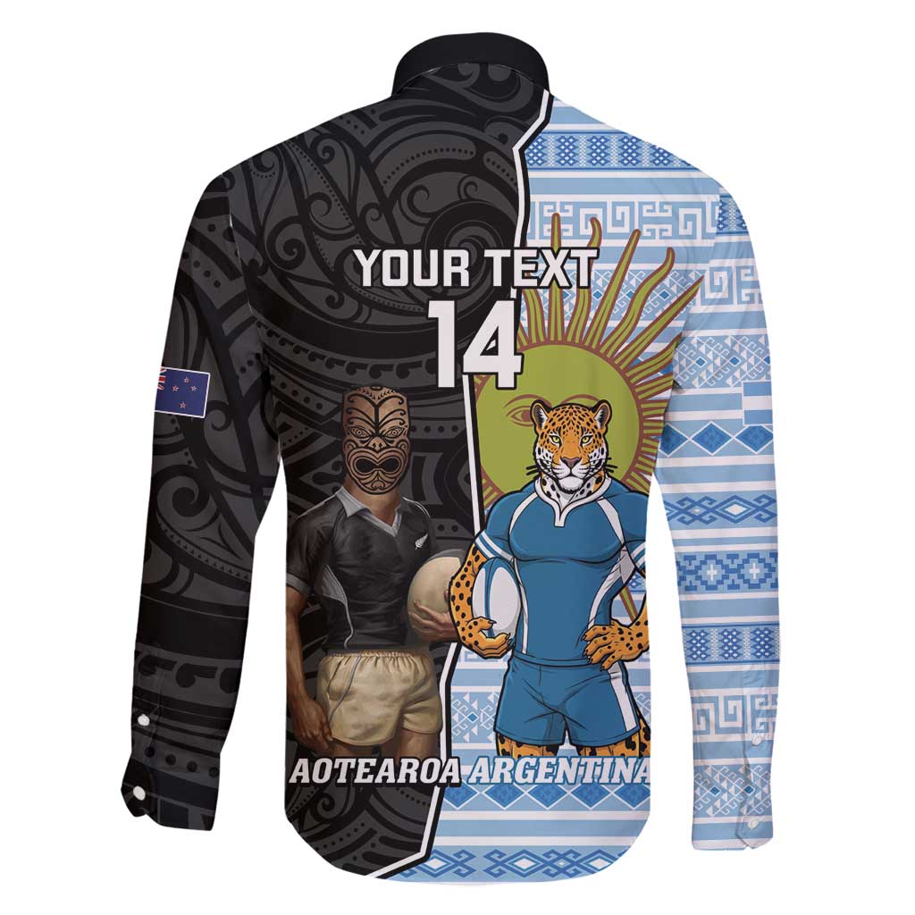 New Zealand Argentina Rugby Custom Family Matching Off Shoulder Maxi Dress and Hawaiian Shirt 2025 Los Pumas All Black Together - Aussie Hoodie