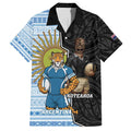 New Zealand Argentina Rugby Custom Family Matching Off Shoulder Short Dress and Hawaiian Shirt 2025 Los Pumas All Black Together - Aussie Hoodie