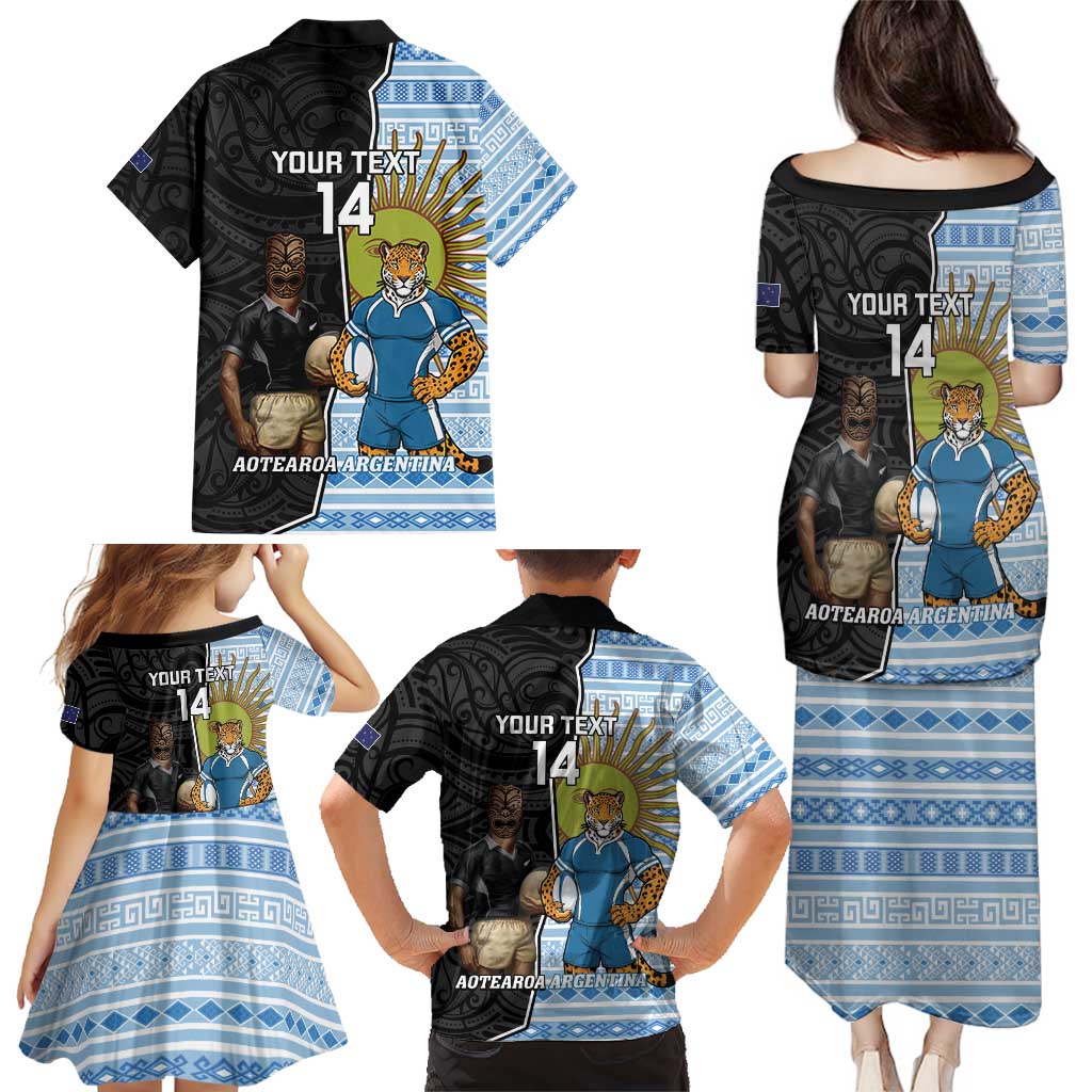 New Zealand Argentina Rugby Custom Family Matching Puletasi and Hawaiian Shirt 2025 Los Pumas All Black Together - Aussie Hoodie