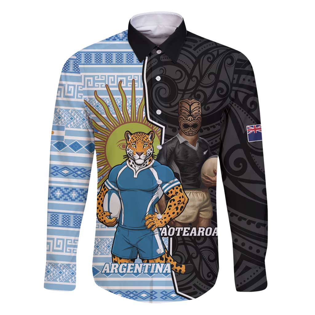 New Zealand Argentina Rugby Custom Family Matching Puletasi and Hawaiian Shirt 2025 Los Pumas All Black Together - Aussie Hoodie