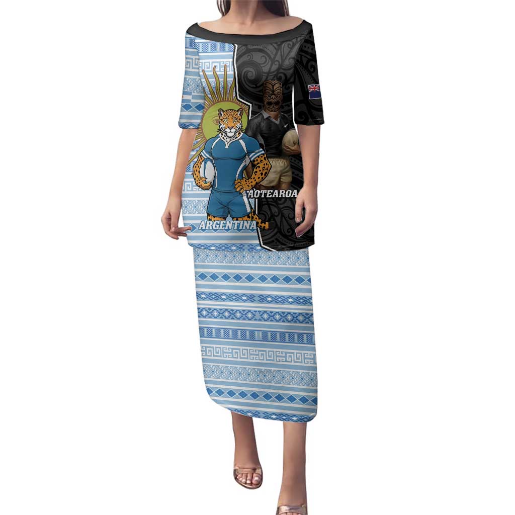New Zealand Argentina Rugby Custom Family Matching Puletasi and Hawaiian Shirt 2025 Los Pumas All Black Together - Aussie Hoodie