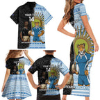 New Zealand Argentina Rugby Custom Family Matching Short Sleeve Bodycon Dress and Hawaiian Shirt 2025 Los Pumas All Black Together - Aussie Hoodie
