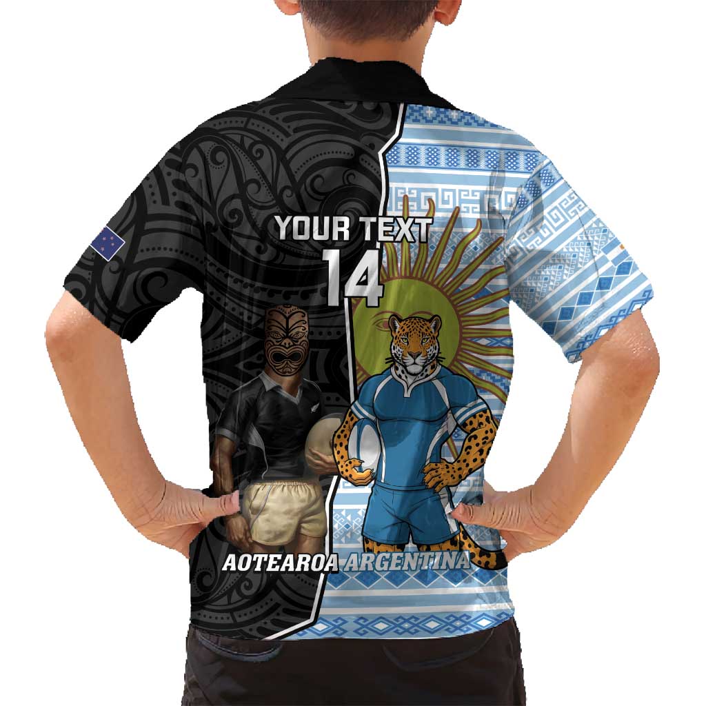 New Zealand Argentina Rugby Custom Family Matching Summer Maxi Dress and Hawaiian Shirt 2025 Los Pumas All Black Together - Aussie Hoodie