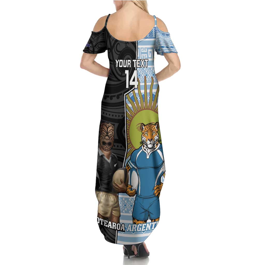 New Zealand Argentina Rugby Custom Family Matching Summer Maxi Dress and Hawaiian Shirt 2025 Los Pumas All Black Together - Aussie Hoodie