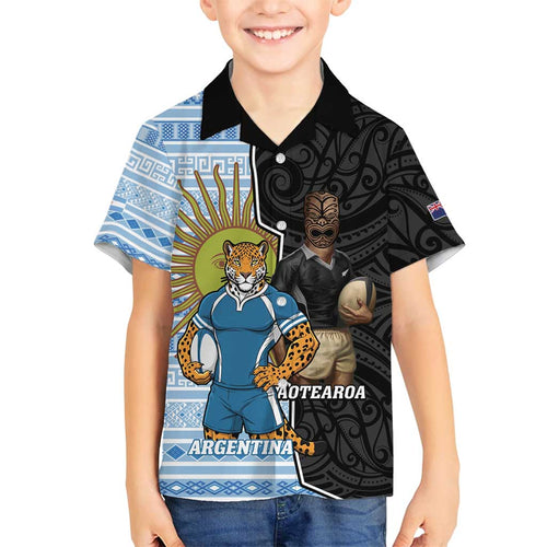 New Zealand Argentina Rugby Custom Family Matching Summer Maxi Dress and Hawaiian Shirt 2025 Los Pumas All Black Together - Aussie Hoodie