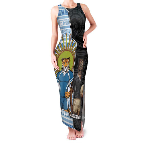 New Zealand Argentina Rugby Custom Family Matching Tank Maxi Dress and Hawaiian Shirt 2025 Los Pumas All Black Together - Aussie Hoodie