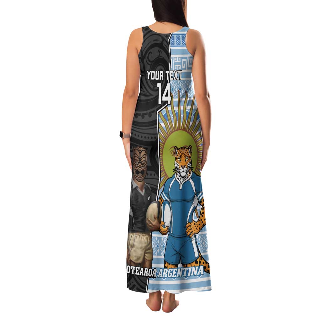 New Zealand Argentina Rugby Custom Family Matching Tank Maxi Dress and Hawaiian Shirt 2025 Los Pumas All Black Together - Aussie Hoodie
