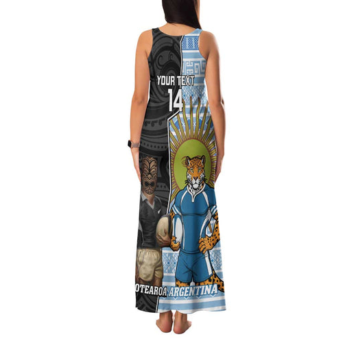 New Zealand Argentina Rugby Custom Family Matching Tank Maxi Dress and Hawaiian Shirt 2025 Los Pumas All Black Together - Aussie Hoodie