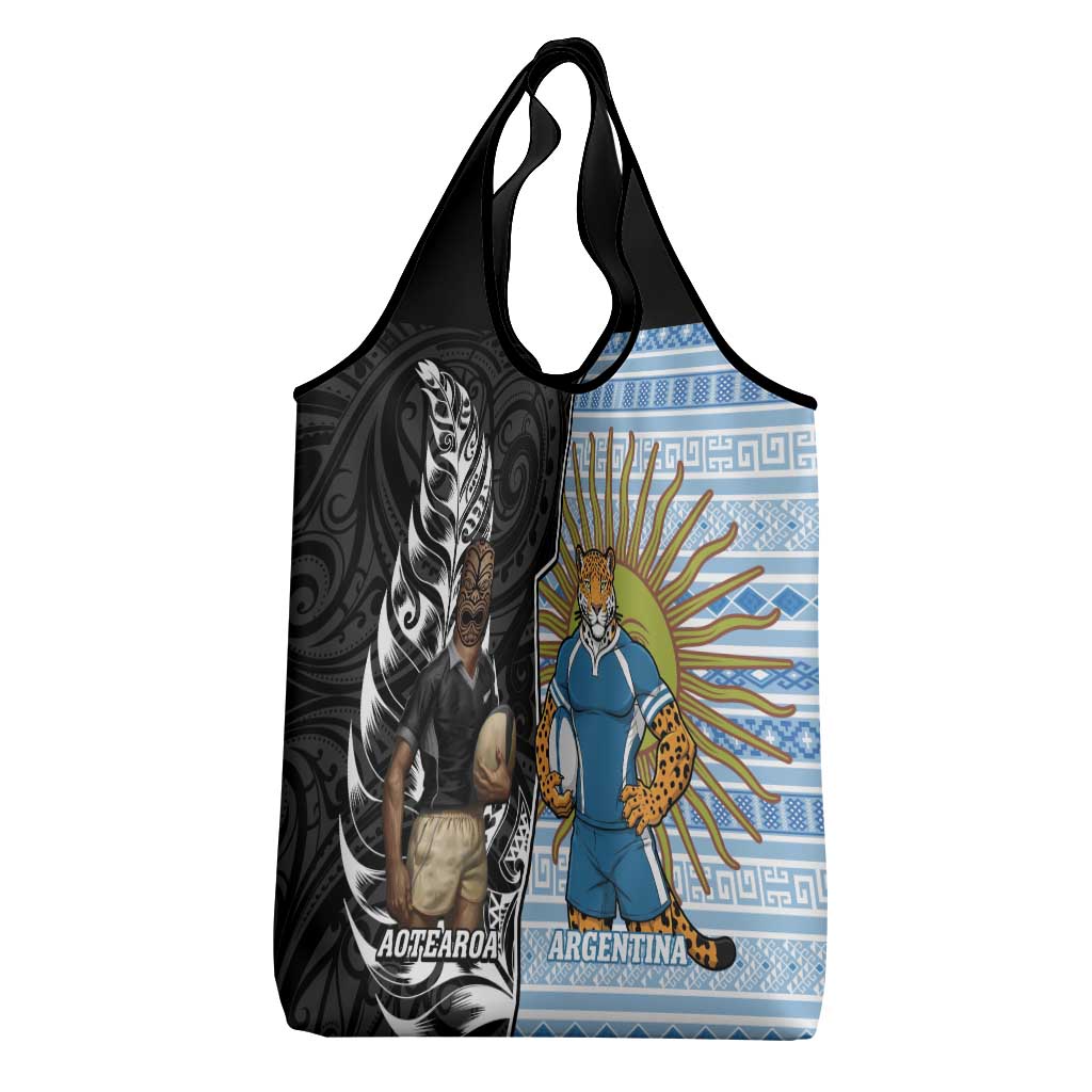 New Zealand Argentina Rugby Grocery Bag 2025 Los Pumas All Black Together - Aussie Hoodie