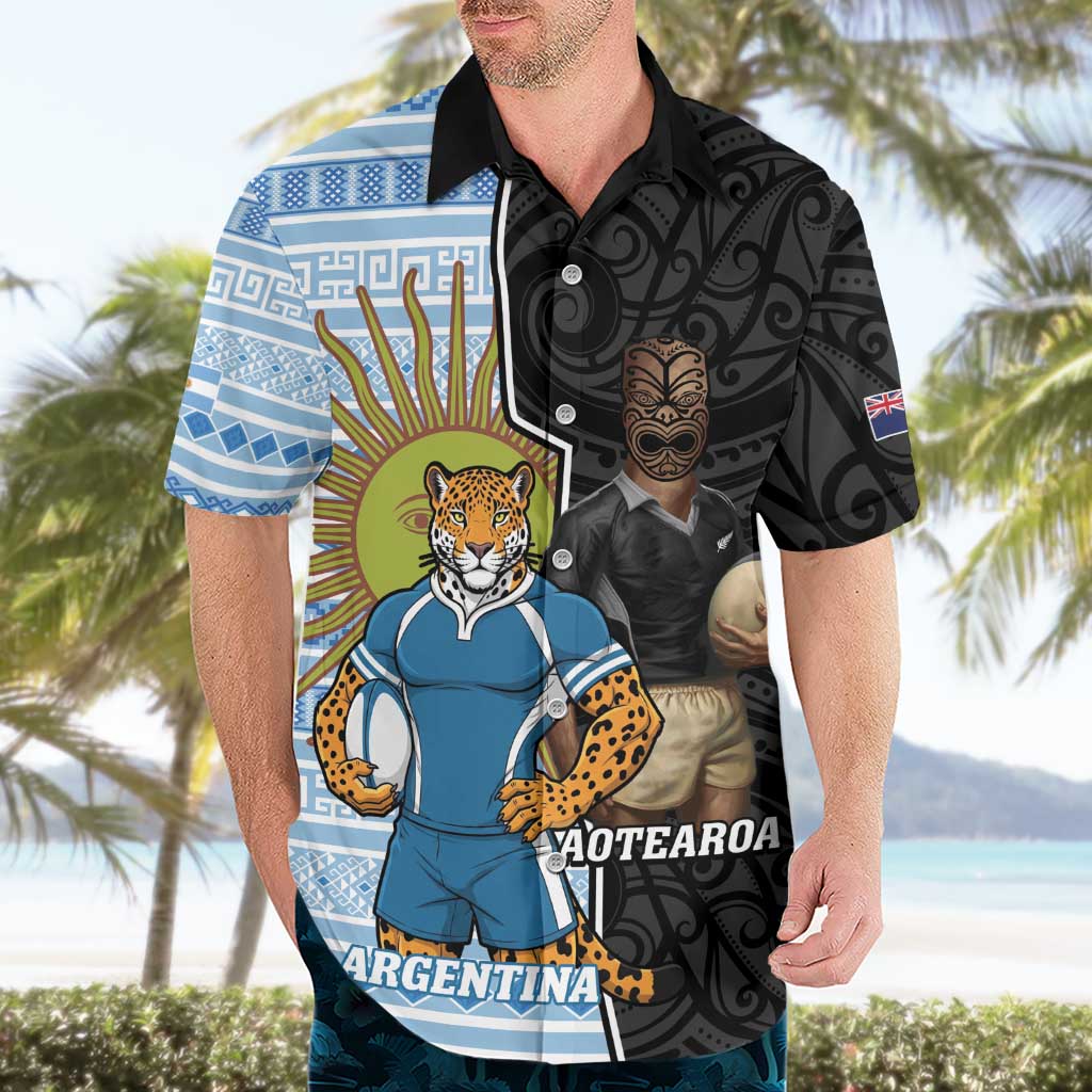 New Zealand Argentina Rugby Custom Hawaiian Shirt 2025 Los Pumas All Black Together - Aussie Hoodie